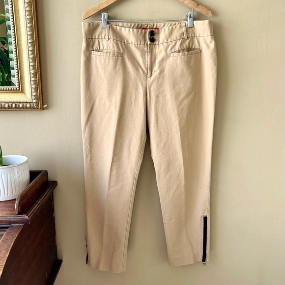 Anthropologie Cartonnier Ankle Zip Charlie Trouser Pants Tan Khaki Size 14 - Picture 4 of 12